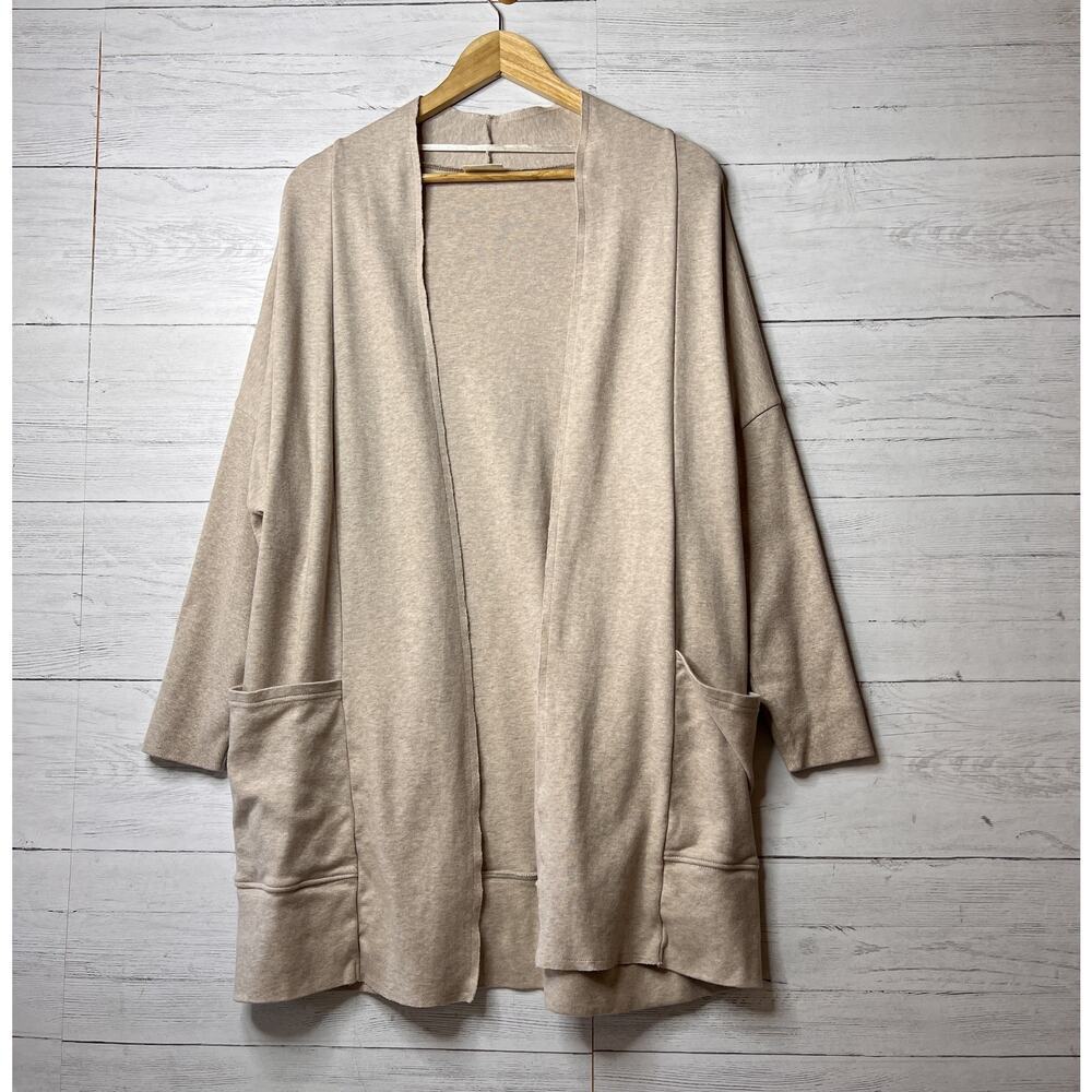 Pact Cardigan Womens Size M/L Tan Oatmeal 100% Organic Cotton Pockets Minimalist